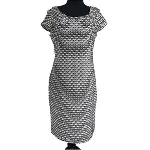 Sharagano Black and White Wave Pattern Dress NWT